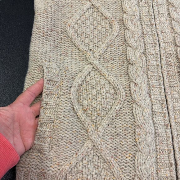 Pendleton Cable Knit Lambs Wool Hooded Sweater Jacket Zip Front Oatmeal Size LRG - Picture 11 of 12